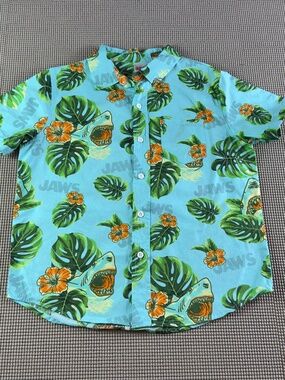 JAWS boys youth tropical floral print button down short sleeve size medium